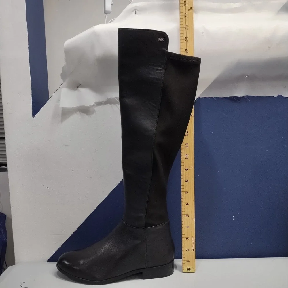 Michael Kors Tall Boots Womens US 8M Black Soft Leather Round Toe Side Zip EUC
